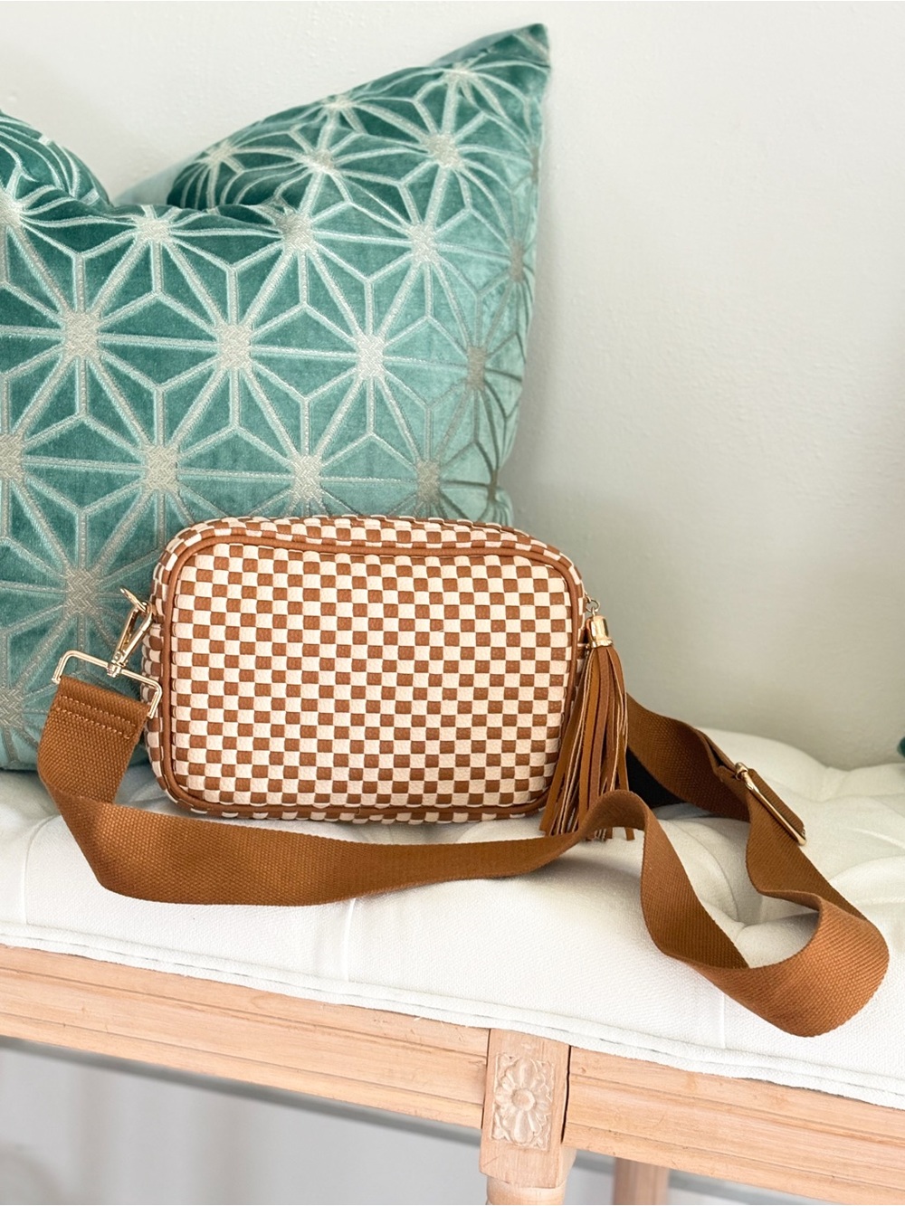 Woven purse/crossbody Brown & Cream